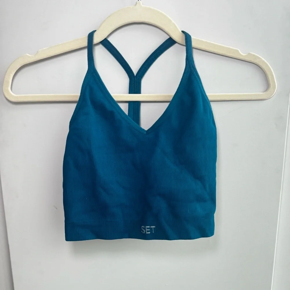 SET ACTIVE sculpt flex teal ribbed sports bra - Picture 2 of 5